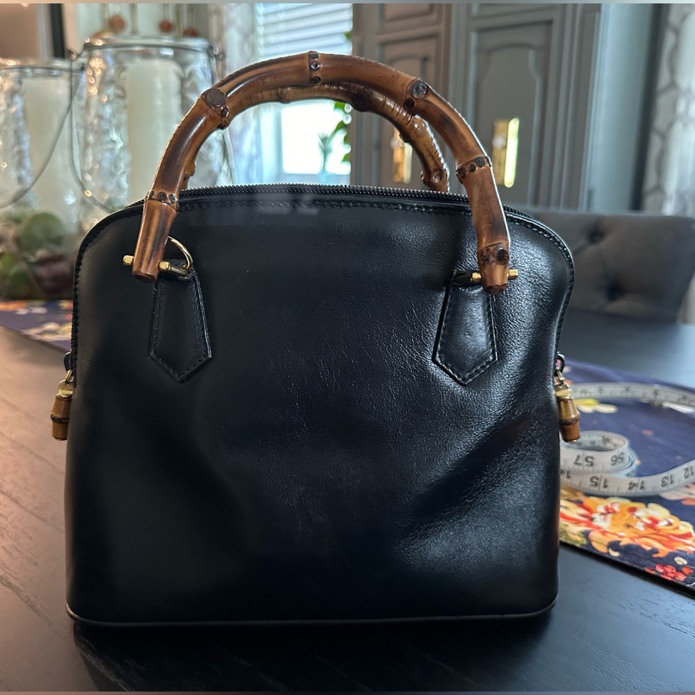Authentic GUCCI Bamboo Hand Bag Purse Leather